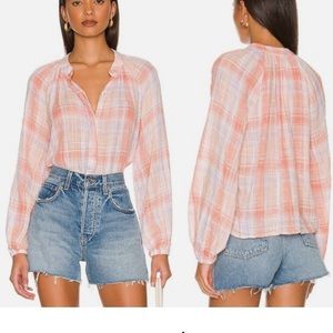 Bella Dahl Long Sleeve Shirred Raglan Shirt Size XS